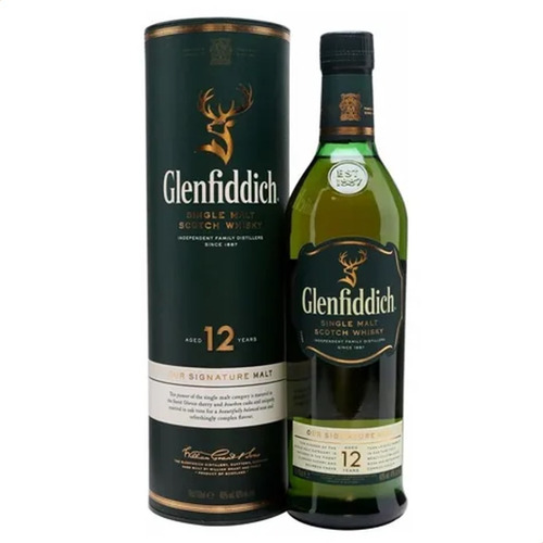 Imagen 1 de 4 de Whisky Glenfiddich 12 Años Single Malt 750ml Botella Estuche