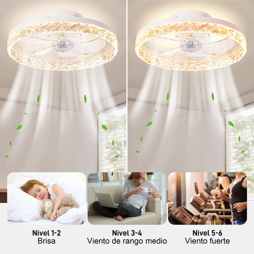 Abanico Ventilador De Techo Lampara Moderno Control Remoto Inteligente Led Estructura Blanco MERION