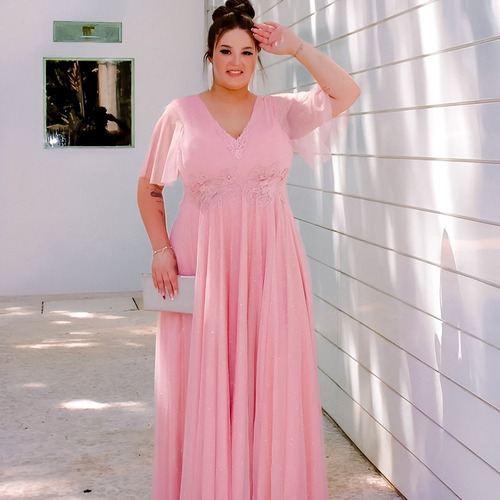 Vestido Festa Azul Royal Plus Size Madrinha Casamento Brilho