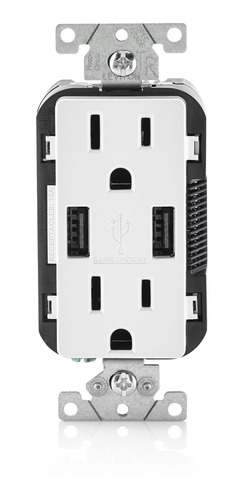 Leviton Receptáculo Doble Resistente A Golpes, Con Cargadore