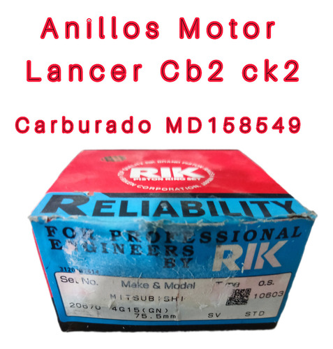 Anillos Motor Standart Mitsubishi Lancer Signo Cb2 Ck2 