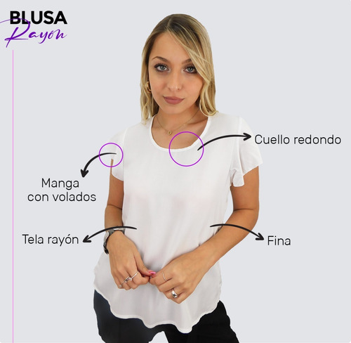 Imagen 5 de 10 de Blusa Mujer Suelta Verano Mangas Volado Fiesta Vestir Chic
