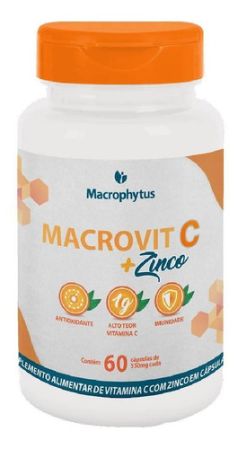  Vitamina C 1000mg + Zinco 14mg Alta Imunidade 2x60cápsulas