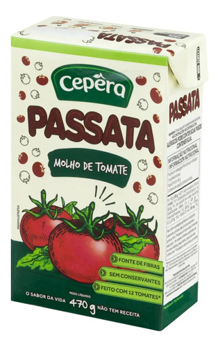 Molho De Tomate Passata Salsa De Tomate 470g - Cepera