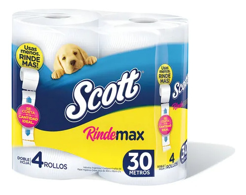 Papel Higiénico Scott Rindemax Doble Hoja 10 Pack De 4 Rollo