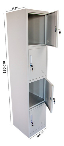 Locker Metálico Ilios Innova 4 Espacios Con Llave Individual Color Gris