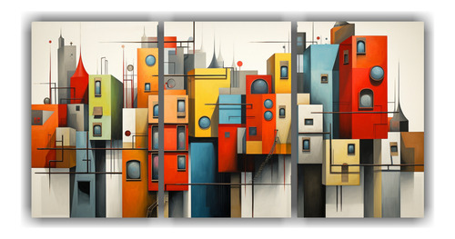 120x60cm Cuadros Abstractos De Edificios En 3d Bastidor Made