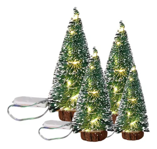 . 4 Piezas De Adornos Pequeños Luminosos De Navidad De Cedro