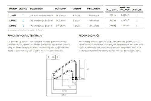 Imagen 2 de 2 de Pasamanos Para Pileta 129058 71 Cm.