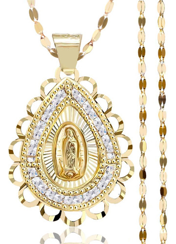 Medalla Virgen De Guadalupe Con Cadena De Oro 10k Italiana