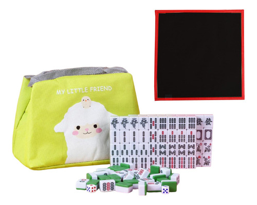 Fun Mini Mahjong Set Con Mantel Pequeño Juego De Mesa Verde