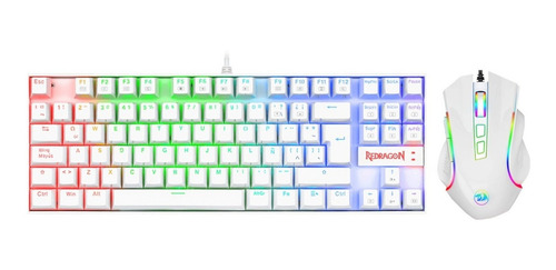 Kit Teclado Mouse Gamer Redragon K552rgb-ba-w-sp Kumara Griffin Rgb Color Blanco
