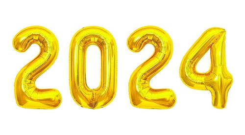 Set Globos Metálico 2024 Dorado 16  Año Nuevo