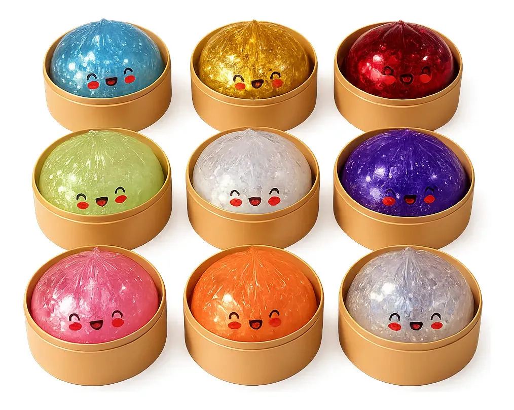 Brinquedo squishy de apertar em formato de pãozinho chinês com tampa SEM modelo BQ-GO3677-COLORIDO.