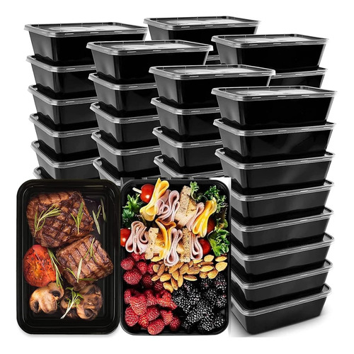 50 Pz Contenedores Cajas Para Alimento Reutilizable 34 Oz