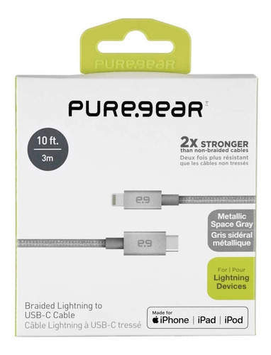 Puregear Cable 87w Mfi 3m Para iPhone 8 Normal Se 2020 2022