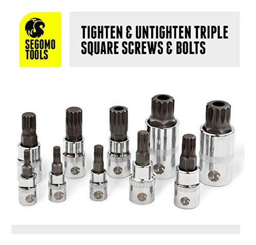 Segomo Tools - Juego De 10 Piezas De Puntas De Triple Cuadr