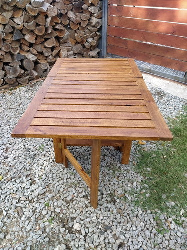 Mesa Plegable Con Alas Madera Jardín O Balcón