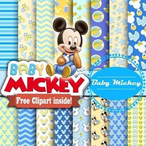 Kit Imprimible  Baby Mickey 4-  16 Fondos  7