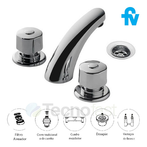 Combo Baño Grifería Fv Arizona Kit Ducha Lavatorio Bidet