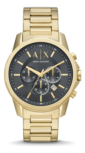Armani Exchange Bank Cronógrafo Esfera Negra Correa De Acero Dorado Reloj Para Hombre - Ax1721