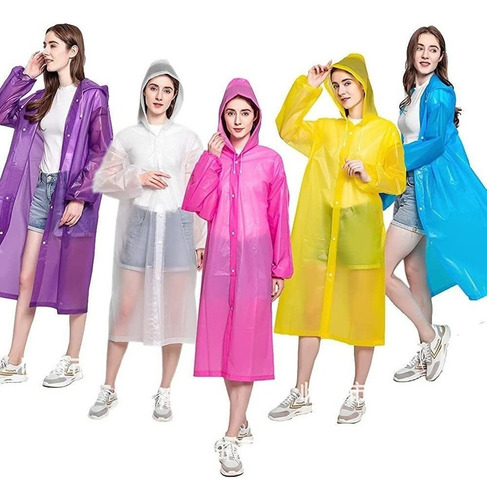 Poncho Impermeable Eva No Desechable Para Adultos, 5 Piezas