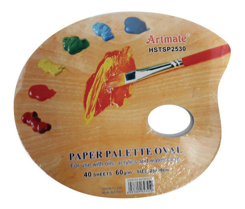 Paleta Pintor Mezcladora De Papel Ovalada 60gr 25x30 40hjs