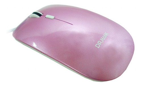 Mouse Óptico Slim Lente Dupla Rosa C/ Branco - Usb