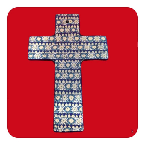 Imagen 3 de 3 de Cruz De Cerámica Fina 30x20 Cm M2 Azul Recuerdo