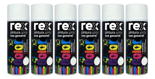 Pack 6 Pinturas En Spray Uso General Secado Rápido Rex 400ml