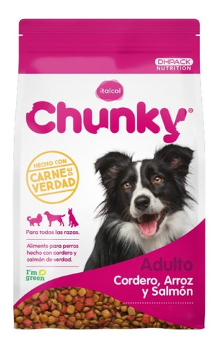 Imagen 1 de 2 de Alimento Chunky Cordero, Arroz y Salmón para perro adulto todos los tamaños sabor cordero, arroz y salmón en bolsa de 12kg