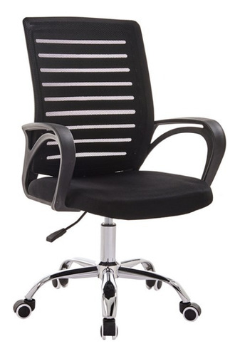 Cadeira de escritório SH Mod. 02 ergonômica preta com estofado de malha