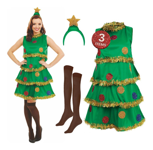 Fun Shack Disfraz De Árbol De Navidad Para Mujer, Disfraz De