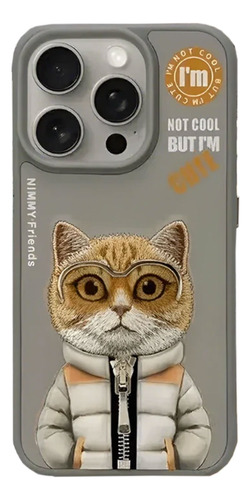Estuche Nimmy Diseño Gato Bordado Para iPhone 15 Pro Max