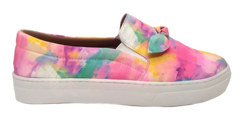 Tenis Feminino Tie Dye Slip On Sapatenis Casual Colorido