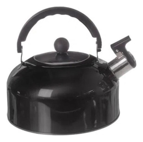 Chaleira De Inox Apito 2 Litros Preto Ferver Água Café Chá