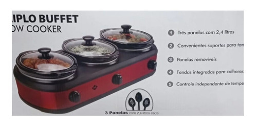 Olla de cocción lenta eléctrica Rechaud triple buffet 127 V