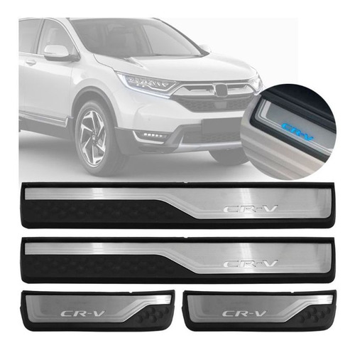 Soleiras Com Led Honda Crv Aço Inox Escovado Friso 4 Portas