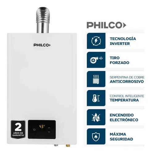 Calefón Philco 14/l Min - Blanco - Tiro Forzado - Tecnología Pilotless