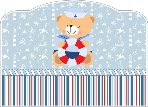 Adesivo De Decoração Cabeceira Cama Infantil Urso Marinheiro