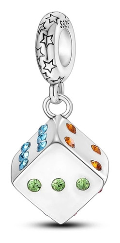 Charm Dado Juego Compatible Plata Ley 925