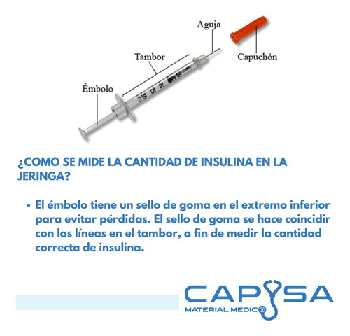 Jeringa P/insulina Dl 1ml 30gx13mm C/100 Piezas