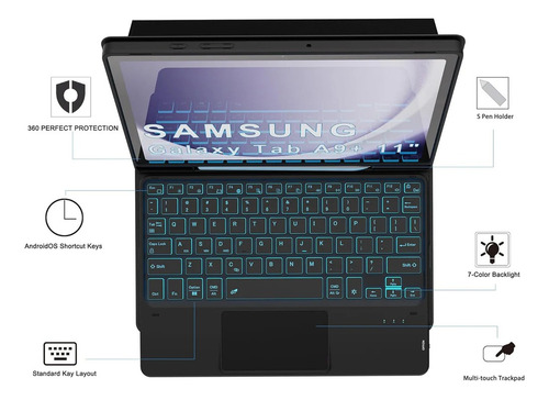 Estuche Con Teclado Para Galaxy Tab A9+ De 11 Pulgadas