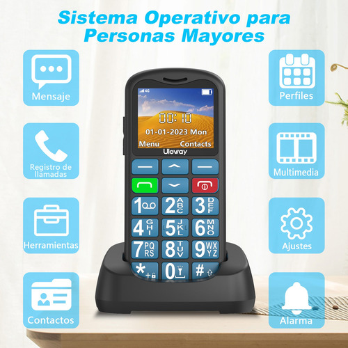 Celular 4g Para Personas Mayores Uleway Con Base De Carga ! Azul