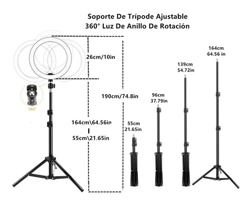 Aro De 26cm Luz Led Celular Foto Video Maquillaje 170 Tripie