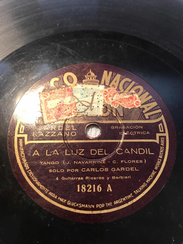 Carlos Gardel Disco Nacional Odeon 18216 Razzano Pasta