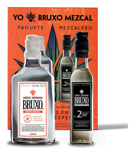 Mezcal Bruxo Receta Inicial 750 Ml + Bruxo #2 250ml