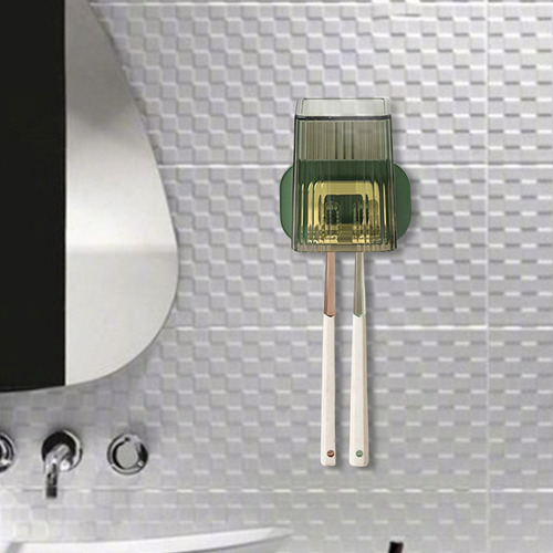 3 Soporte De Pared Para Cepillos De Dientes Con Taza Verde