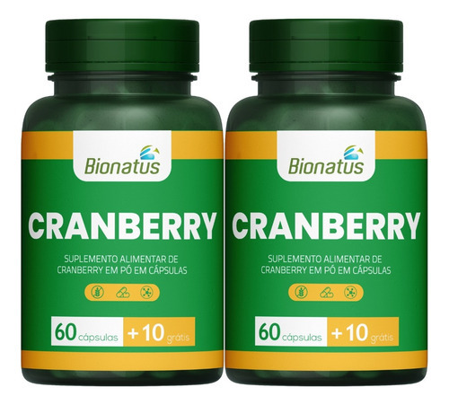 2x Cranberry Green Bionatus 500mg 60 Caps Sabor Sem Sabor