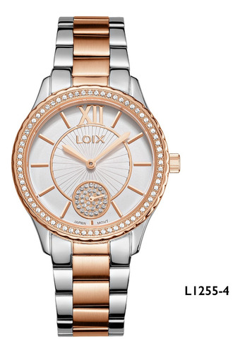 Reloj Dama Loix® L1255-4 Plateado Con Oro Rosa